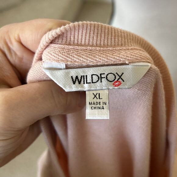 Wildfox Pink "But First Cocktails" Velvet Script Oversize Sweatshirt - Picture 5 of 7